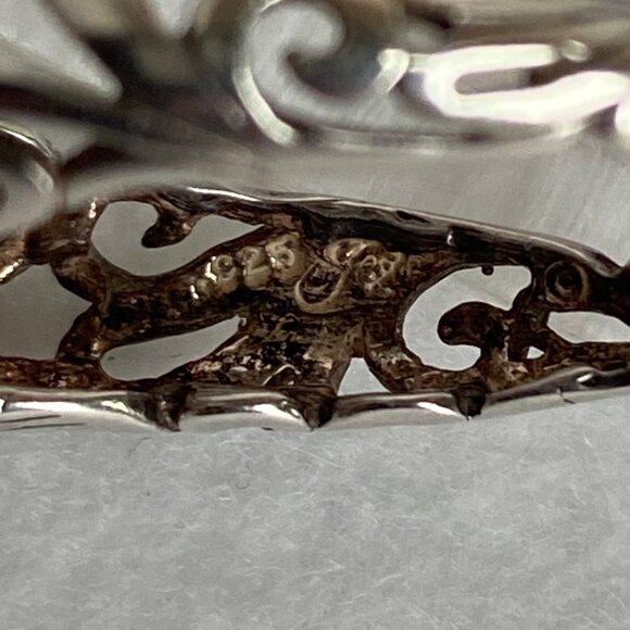 VTG Jezlaine Sterling Silver 925 Pierced Hinged Scrollwork Oval Hoop Earrings - Picture 9 of 16